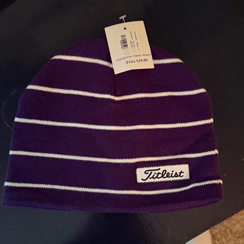Titleist Beanie in Purple and White